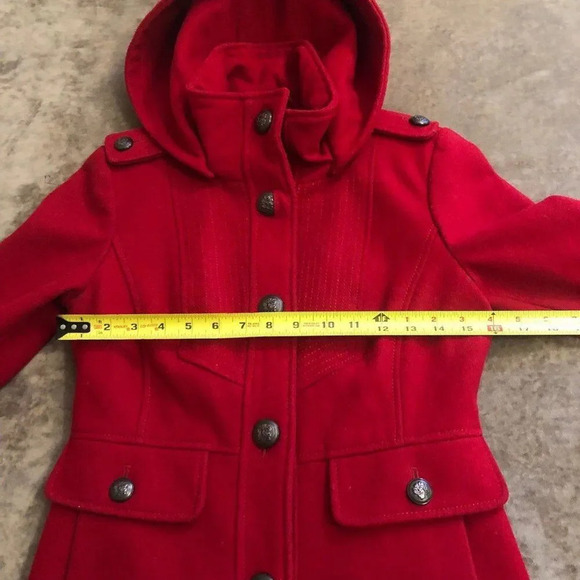 Guess XS Women's Red Wool-Blend Jacket with Hood  Vintage 80s Retro Style - Picture 4 of 12